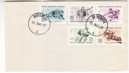 Turquie - Lettre FDC De 1960 - Oblit Université - Sports - Lutte - Basket - Football - Hippisme - Haies - Valeur 90 Euro - Covers & Documents