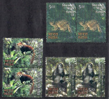 India 2009 Mammals 3V, A Pair MNH - Ungebraucht