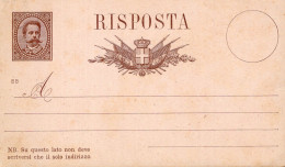 Regno  D'Italia - Cartolina Postale Risposta Nuova Mill. 88 - Stamped Stationery