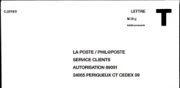 France Entier-P N** (7020) La Poste Phil@poste Aurorisation 89091 VP Lettre M20g C2019/2 - Cards/T Return Covers
