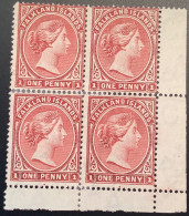 Falkland Islands SG5 1882 Queen Victoria 1d Dull Claret Rare Unused (*) Bloc Of Four (Iles Falkland British Empire - Falklandeilanden