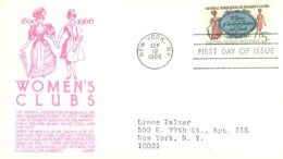 UNITED STATES. - 1966 - FDC STAMP OF WOMEN'S CLUBS SENT TO NEW YORK. - Brieven En Documenten