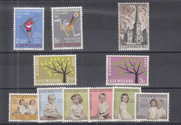 LUXEMBURG  Jahrgang 1962, Postfrisch **, 655-665, Europa, Querfeldein-Radrennen, Landschaften, Caritas - Ganze Jahrgänge