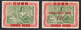 Cuba 1V 1959 Farm Couple And Factory + 1V 1960 Surcharged In Red " HABILITADO PARA"   MNH - Nuevos