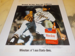 ANCIENNE PUBLICITE BASEBALL HOT DOGS HOME RUNS  AND CIGARETTE WINSTON 1972 - Andere & Zonder Classificatie