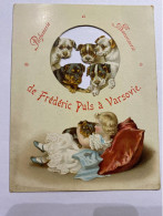 VARSOVIE PARFUMERIE SAVONNERIE FREDERIC PULS PUBLICITE ANCIENNE CARTON DECOUPIS CHIENS ENFANT PARFUMS  POLOGNE - Autres & Non Classés