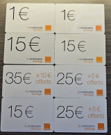 Lot De 8 Cartes Prépayées La Mobicarte Orange Serie Rare Collector - Cellphone Cards (refills)