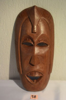 C58 Ancien Masque Africain En Bois Congo Tribal Ethnique - Art Africain