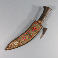 KUKRI GURKHA FOURREAU DECORE BELLE LAME COUTEAU KNIFE INDIA KHUKRI NEPAL - Armes Blanches