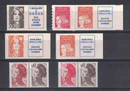 LOT De TIMBRES NEUFS ** De CARNET Avec MARIANNE DE BRIAT LUQUET LIBERTÉ N° 2824 3009 3101 2376b 2179a - Other & Unclassified