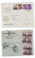 Ägypten, 1955,  2 Luftpost-Kuverts Mit Mehrfachfrankatur; Stempel Cairo,(18837E) - Storia Postale