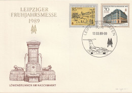 ALLEMAGNE GERMANY RDA DDR 2842 2841 FDC Ersttagbrief Leipziger Frühjahrmesse Löwenbrunnen 12.03.1989 - 1981-1990