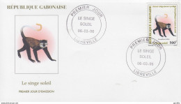 FDC 1er Jour GABON Singe Soleil 1990 - Singes