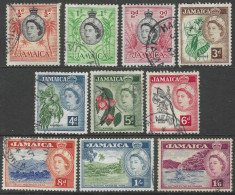 Jamaica. 1956-8 QEII. Part Set Of 10 Used Values To 1/6. SG159etc. M2116 - Jamaica (...-1961)