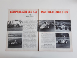 Formule 3 Martini / Tecno / Lotus - Coupure De Presse Automobile De 1969 - Altri & Non Classificati