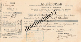 18 0262 BOURGES CHER 1913 Assurances LA METROPOLE Agent DURET Rue Des Écoles à MALADESSISE Fabricant Huile - Banco & Caja De Ahorros