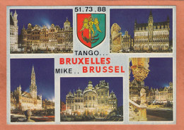 BRUXELLES - CARTE CB 51 73 88 TANGO MIKE ... MULTIVUES + BLASON - ECRITE - Cartas Panorámicas