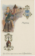 MENU -LA BÉNÉDICTINE : CITÉ DE CARCASSONNE -MENU VIERGE -PARTIELLEMENT GAUFFRÉ-VERS 1910 - Menus