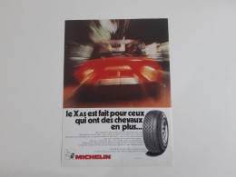 Pneu Michelin XAS - Publicité De Presse Automobile De 1972 - Other & Unclassified