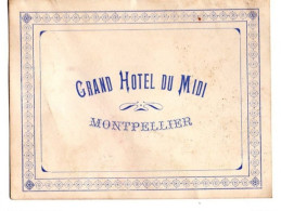 MENU  MONTPELLIER  GRAND HOTEL DU MIDI  1912 - Menus