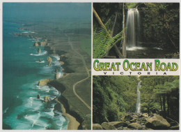 Australia VICTORIA VIC Coast Views Waterfalls GREAT OCEAN ROAD Nucolorvue Multiview Postcard 1994 Pmk 45c Stamp - Otros & Sin Clasificación