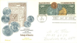 UNITED STATES. - 1975 - FDC STAMPS OF COINAGE 0F AMERICA SENT TO WOODSIDE NEW YORK. - Lettres & Documents