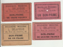 Lots 4 Bons-prime Paris * 3, La Madeleine * 1 - Carton Léger - Notgeld