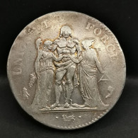 5 FRANCS ARGENT UNION ET FORCE AN 4 A PARIS FRANCE / SILVER / 37mm 25.11g - 1795-1799 Direktorium