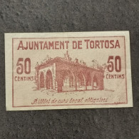 BILLET CIRCULE 50 CENTIMOS TORTOSA 9 11 1937 50000 EX. ESPAGNE / SPAIN BANKNOTE - Andere & Zonder Classificatie