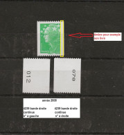 Variété De 2008 Neuf** Y&T N° 4239 Bandes Droites Continues N° à Gauche & N° à Droite - Unused Stamps