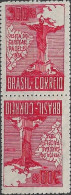 BRAZIL - TÊTE-BÊCHE CARDINAL PACELLI VISIT TO BRAZIL (3rd ISSUE, RED, 300 RÉIS) 1934 - MNH - Cristianismo