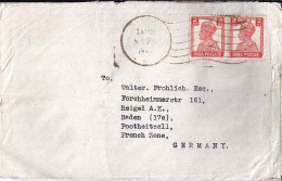 INDE ANGLAISE N° 167x2 S/L.DE BOMBAY/5.4.46 POUR ALLEMAGNE ZONE FRANCAISE - 1936-47 Koning George VI