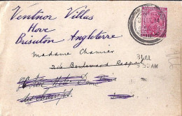 INDE ANGLAISE N° 77 S/CP.DE MADRAS/31.7.14 POUR LA FRANCE + REEXPEDIE EN ANGLETERRE - 1911-35  George V