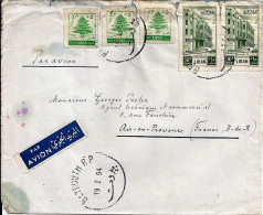 LIBAN N° 93x2/91x3 S/L.DE BEYROUTH/19.1.54 POUR LA FRANCE - Lebanon