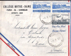 LIBAN N° 84x2/PA73 S/L.DE FURN EL CHEBBAH/6.10.52 POUR LA FRANCE - Lebanon