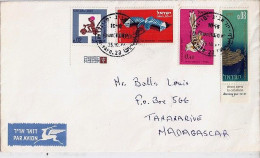 ISRAEL N° 308/295/PZ29/PA32 S/L.DE TEL AVIV/25.10.66 POUR MADAGASCAR - Storia Postale