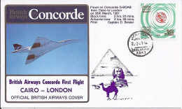 EGYPTE N° 1126 S/L.DE LE CAIRE/28.3.81 POUR L’ANGLETERRE   1° VOL CONCORDE LE CAIRE/LONDRES - Covers & Documents