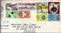 EGYPTE N° 723/724/725/726/727/728/PA112 S/L.REC.DE LE CAIRE/7.1.69 POUR LA FRANCE - Storia Postale