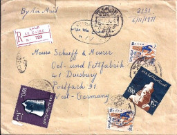 EGYPTE N° 590/591/587x2 S/L.REC.DE LE CAIRE/9.11.71 POUR L’ALLEMAGNE - Covers & Documents