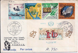 EGYPTE N° 682x4/678/679/680/681/BLOC19 S/L.REC.DE LE CAIRE/30.7.66 POUR LA FRANCE - Storia Postale