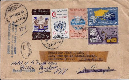 EGYPTE N° 600/601/602/603/590/599 S/L.REC.DE LE CAIRE/19.4.64 POUR LA FRANCE - Lettres & Documents