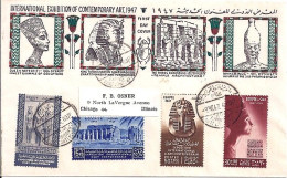 EGYPTE N° 250/251/252/253 S/L. DE LE CAIRE/9.3.47 POUR LES USA - Covers & Documents