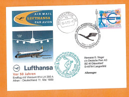 Premier Vol First Flight Athens Dusseldorf Airbus A380 Lufthansa 2009 - Lettres & Documents