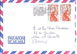 SPM N° 480x2 S/L.DE ST PIERRE/1988-89  POUR LA FRANCE - Lettres & Documents