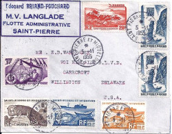 SPM N° 342/345/339/338/335/328x2 S/L.DE ST PIERRE ET MIQUELON/5.11.55  POUR LES USA - Storia Postale