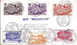 SPM N° 329/330/335/356/337/338 S/L.DE PAQUEBOT/MIQUELON/11.5.54 POUR LES USA - Storia Postale