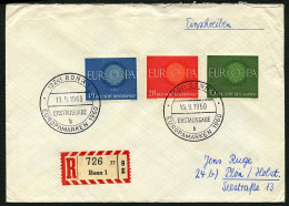 BUND 1960, FDC, NR- 337/9, EUROPAMARKEN MIT ESST BONN, ECHT GELAUFENER R-BRIEF - Briefe U. Dokumente