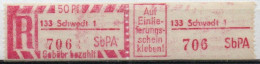 DDR Einschreibemarke Schwedt SbPA Postfrisch, EM2C-133-1 Zh - Etiquetas De Certificado
