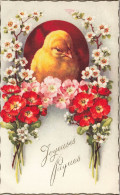 FÊTES ET VOEUX - Pâques - Joyeuses Pâques - Poussin Et Fleurs De Cerisiers - Carte Postale Ancienne - Ostern