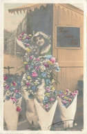 FANTAISIE - Femme - Femme Entourée De Fleurs - Pour Votre Fête - Carte Postale Ancienne - Vrouwen